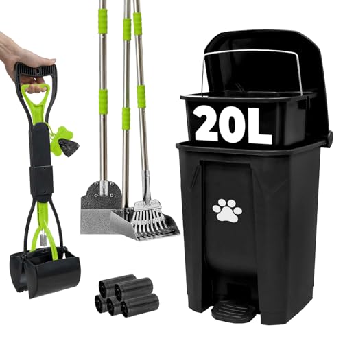 20L Dog Poop Trash Can Outside, Pet Waste Trash Can Container Odor Control