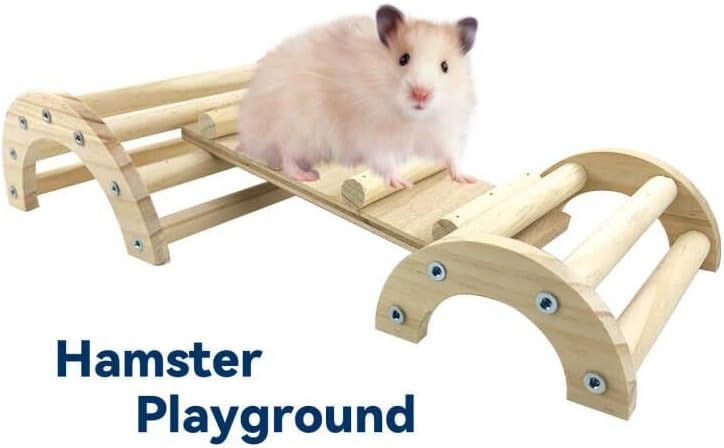 Chicken Perch Roosting Bar Jungle Gym Wooden Arch Bridge Platform Stand Ladder 3in1 Climbing Ramp Toys for Chick Hamsters Gerbils Mice Rodent and Small Animals
