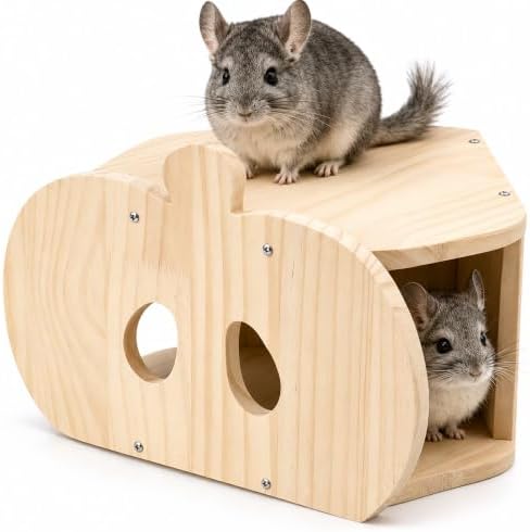 Chinchilla Hideout Wooden Chinchilla Cage Accessories Squirrel House Rabbit