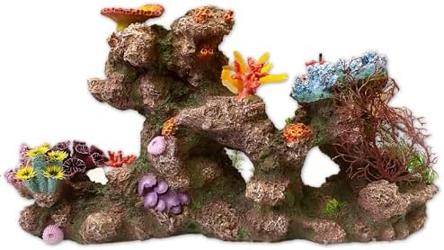 Large Coral Insert Rock for Aquariums – 22" x 13" x 6" – Pre-Mounted Artificial Corals for 40–100 Gallon Tanks