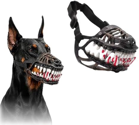 Hell Hound Monster Muzzle, Scary Latex Design with Adjustable Straps（L）