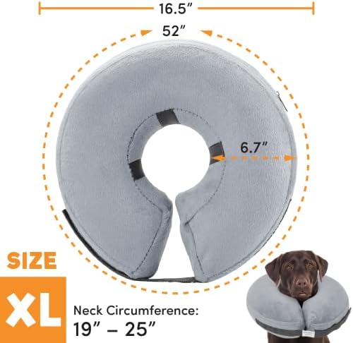 2 Packs Grey X-Large and Small (Post-Surgical Cones for Dogs, Soft Inflatable Collars for Dogs, Adjustable Protective Collars for Treating Wounds)