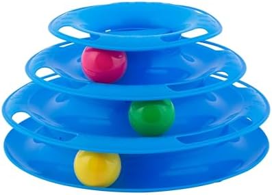 Pet Zone Busy Ball 3 Tier Plastic Cat Tower Rattle Toy, Includes 3 Balls