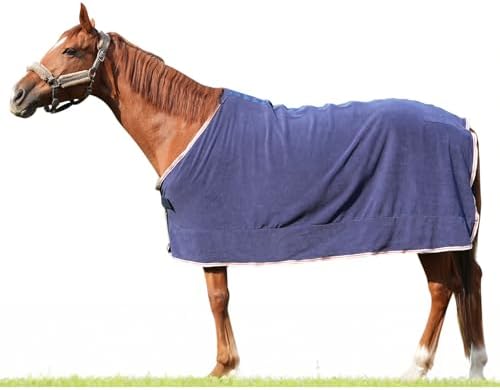 Horse Rug Fly Sheet Lightweight Cooler Blanket for Horses with Velcro Front Moisture Wicking Breathable Turnout Rug for Spring Fall, Blue