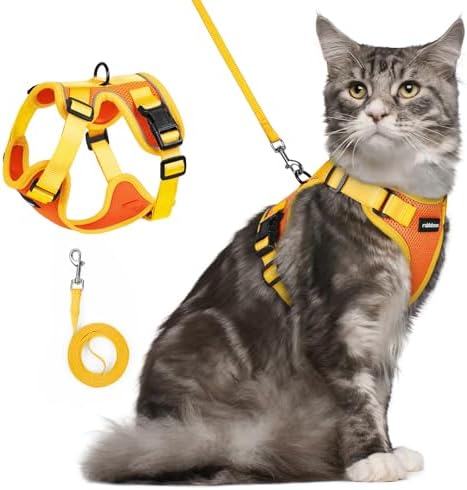 rabbitgoo Cat Harness and Leash Set, Soft Breathable Vest, Orange & Yellow