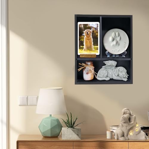 Solid Wood Pet Memorial Shadow Box Frame with Shelves
