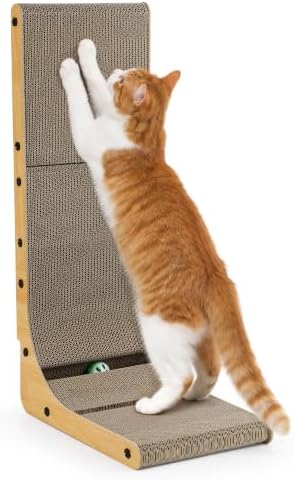 28" Cat Scratcher for Indoor Cats, L Shaped Cardboard Cat Scratching Board