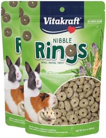 Vitakraft Nibble Rings Tiny Animal Treat, 10.6oz Healthy Crunchy Snack for Rabbit, Guinea Pig, Hamsters & Other Pets, Wholesome Wheat & Alfalfa, Added Vitamins & No Artificial Flavors (Pack of 600)