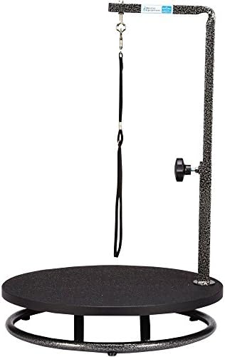 Pet Edge Master Equipment Round Pet Grooming Table – Rotatable Black 18” Diameter Grooming Table Perfect for Small Dogs