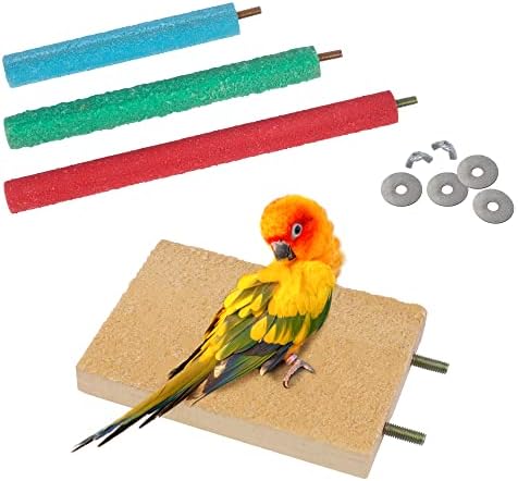 Bird Perches for Conure Stand Natural Wood Platform Bird Nail Trimming Perch Paw Grinding Stick for Parakeet Cockatiels Parrot Perch Bird Cage Accessories