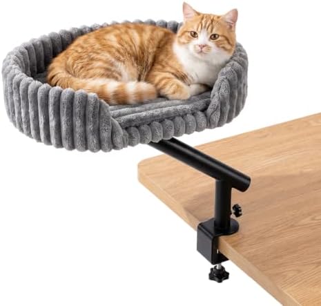 Desk Cat Bed Adjustable 360° Rotating Clamp-On Cat Perch Holds Up to 44 Lbs