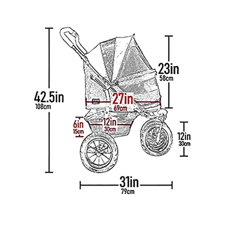 Pet Gear No-Zip Double Pet Stroller, Berry