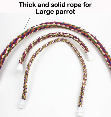 2pcs 48inch(122cm) Parrot Rope Perches,Bendable Climbing Standing Chew Cage Toys Heavyduty Made Bungee Toys for Large to Regular Size Birds