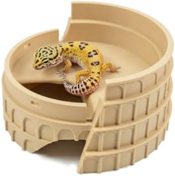 Reptile Basking Platform and Habitat Decor Lizard Hideout Cave and Climbing Ramp 3D Printed Roman Colosseum for Leopard Gecko, Bearded Dragon, and Small Amphibians