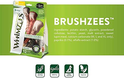 Whimzees Large Brushzees, 12 Count, Natural Grain Free Dental Dog Treats2