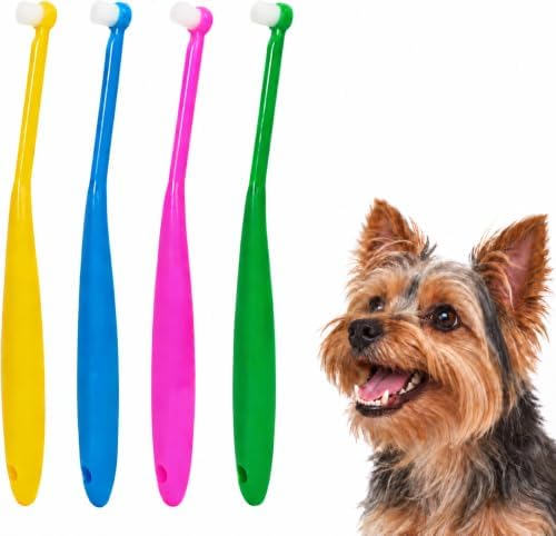 Cat & Dog Toothbrush Set (4-piece), Soft-bristled pet Toothbrush, Suitable for Kittens and Puppies, for Teeth Care and Cleaning