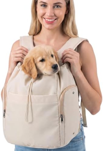 Eccliy Dog Sling Carrier for Small Pets up to 15lbs, Cream