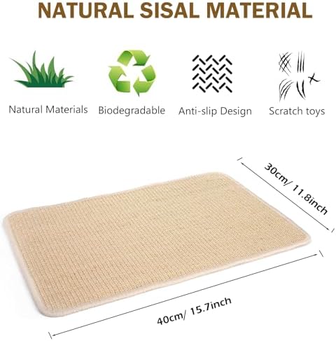 KABASI 2PCS Rabbit Scratcher Mat, Natural Bunny Chew Toys Scratching Pad