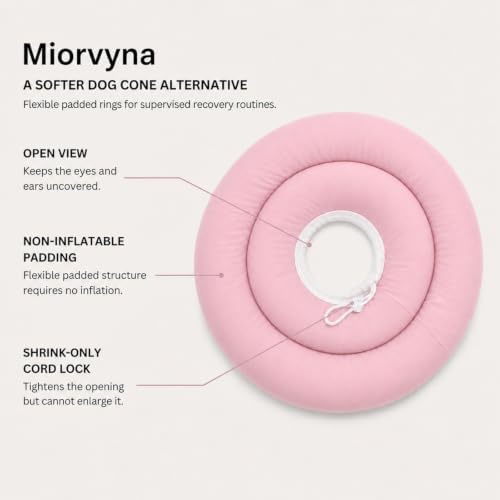 Soft Dog Cone Collar, Donut Recovery Post Surgery, Light Pink,L