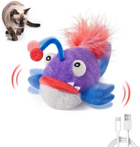 Potaroma Cat Toys Flapping Fish, Interactive Anglerfish with Catnip