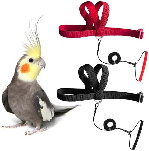 VANFAVORI Adjustable Bird Harness with 80-inch Leash, S Size, 2 Pack