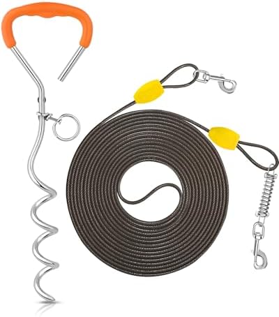 Petbobi Dog Tie-Out Stake and Cable 20ft Bundle
