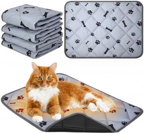 Namalu 4 Pack Self Warming Cat Bed Self Heating Cat Mat 18 x 24 Inch Self Warming Dog Cat Bed Pad Heat Reflective Soft Dog Crate Pad Anti Slip Thermal Pet Mat Washable for Outdoor Indoor Pets