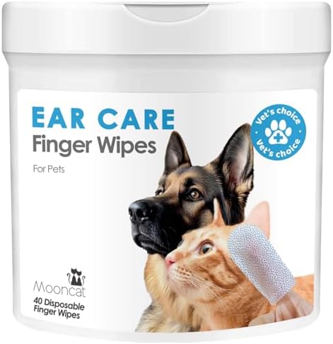 Mooncat Cat Ear Wipes, Finger Ear Cleaner with Silicone Dots, 40 Wipes
