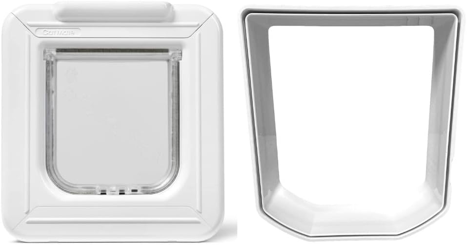 Cat Mate Elite Microchip Cat Flap with Digital Timer & LCD Display Bundle, Includes Pet Door (355) & Elite Wall Liner (308) - Small to Average Sized Cats, for UPVC, Glass and Wood Installation