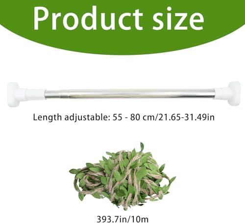 Snake Enclosure Accessories, Adjustable Metal Climbing Stick with Decoration Rope, Snake Enrichment Toys, Ball Python Tank Accessories, Climbing Branch for Small Reptile