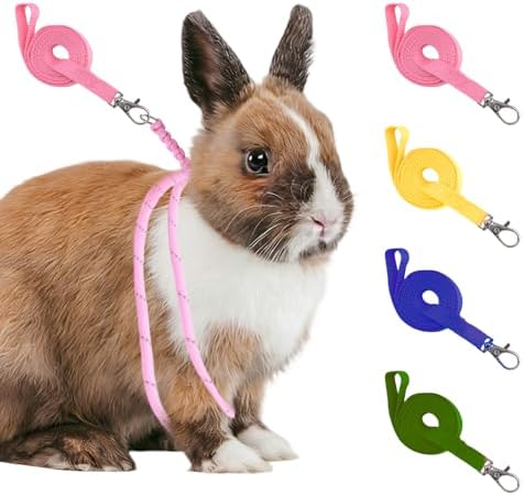 Handmade Figure 8 Harness and Leash for Ferrets,4 PCS Escape Proof Bunny Harness Vest for Pet Running Walk Jogging Bunny Kitten Ferret and Other Small Pet
