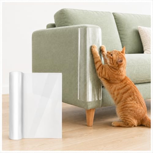 Cat Scratch Furniture Protector, 12 x 197 Inch Clear Couch and Door Guard