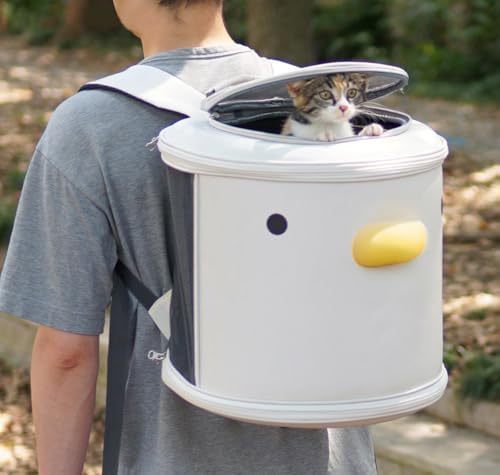PURROOM Cat Carrier Backpack, Pet Backpacks for Carrying Small Dogs, Cute Design. Upper Cover & Side Ventilation Soft Mesh & Safety Straps. Used for Travel, Hiking, Car, Go to Vet, Outdoor.