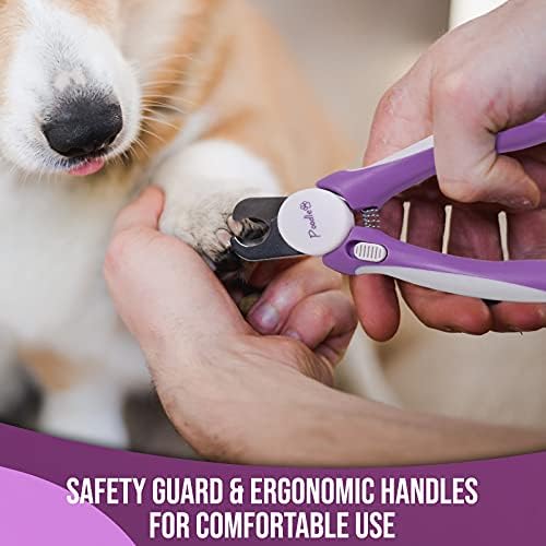 Professional Nail Clippers with Safety Guard for Dogs & Cats By Poodle Pet- Pet Grooming Clippers with Stainless Steel Blades for Smooth Cuts- Dog Nail Trimmers with Hidden File for Large Dogs