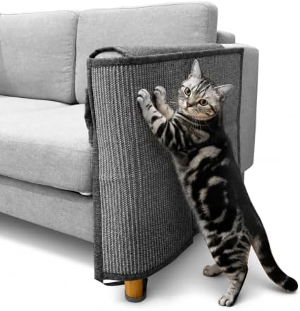 Sisal Couch Protector w/Storage Pocket, All Gray Right‑Side