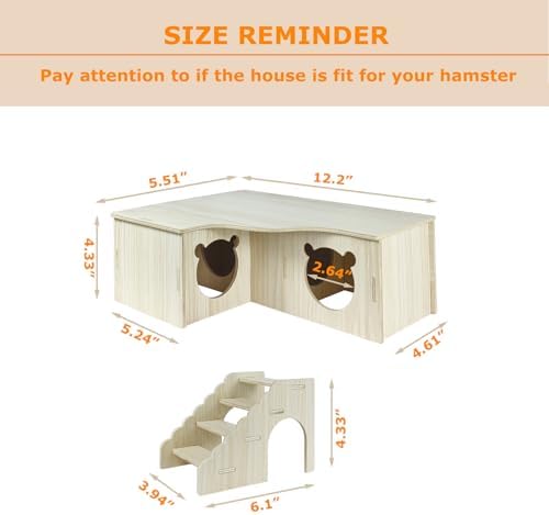 Multi-Chamber Wooden Hamster Hideouts Cages Accessories House Maze Hut Wood Habitats Decor Tunnel Exploring Toys for Syrian Dwarf Gerbils Mice Lemmings Small Animals