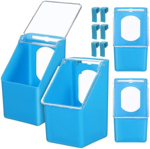 Kisangel 4pcs Pigeon Feeder Hanging Box Plastic Bird Cage Food Feeder for Pigeons Quail Cage Easy Install 5.51 X 3.54 X 3.14 in Holds Feed in