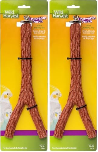 Wild Harvest Chewable Perch, 1.76 Ounce, Activity Toy and Treat for Cockatiels and Parakeets (Pack of 2)