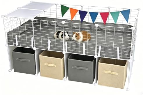 2 Story C&C Cage for Guinea Pigs with Storage,Pee Pad & Liner (56x27x27in)