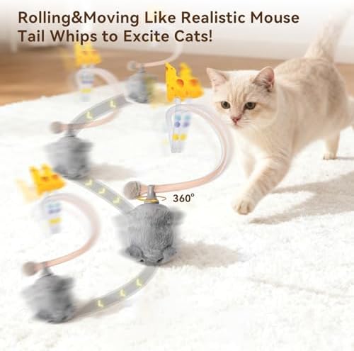 Migipaws Interactive MigiMouse Cat Toy 360° Rolling 2-in-1 Interactive Cat Toy Ball