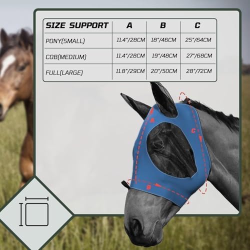 5 Pcs Elastic Fly Masks for Horses with Ears, Comfortable Cashel Mesh Fly Mask Elasticity Breathability UV Protection Horse Face Covering for Riding Supplies, Improved Version of Extra Large Eye Mask