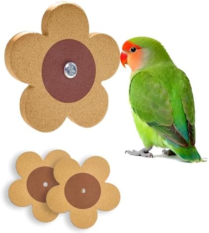 Bird Toys, Cork Chew Spinner Toy with 2 Replacement for Cage, Parakeet Toys, Bird Cage Accessories for Budgies, Cockatiels, Lovebirds, Green Cheeks, Small to Medium Birds