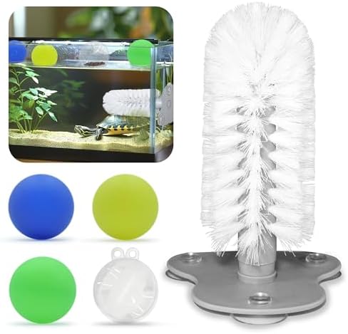 Turtle Toys for Aquatic Turtle Tank Accessories, Brush and 4 Balls