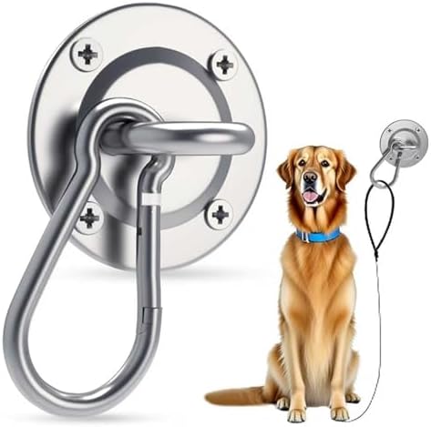 2 Pack Secure Dog Leash Parking Indoor Outdoor, Heavy Duty Stainless Steel Wall-Mounted Holder Tie Out Use, Perfect for Small, Medium & Large Dogs in Yards, Picnics & Camping HTNLNF