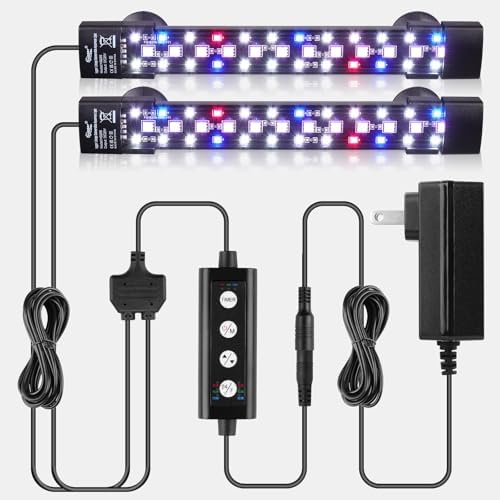 hygger Dual-Channel Controller Submersible Aquarium LED Light, 24/7 Mode Full Spectrum Hidden Fish Tank Light with 3 Rows Beads 7 Colors Auto On Off, Adjustable Timer Brightness (2)