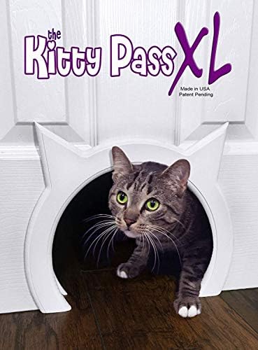 The Kitty Pass XL Cat Door for Interior Door - Cat Hole Kitty Door for Hidden Litter Box - Pet Door for Cats up to 30 lbs - Semi Gloss White Extra Large Cat Door Interior Door