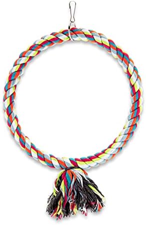 Medium Bird Rope Perch Circle Swing Toy Multicolor 8 Inch