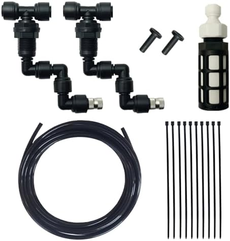 Reptile Terrariums Misting Accessories kit, 2PCS Adjustable Reptile Mister Nozzles, with 16ft 1/4 inch Tube, Black