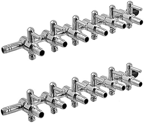 Aquarium Air Valve 6 Way Inline Manifold Air Flow Pump Tubing Splitter Lever Control Valve 2-Pack