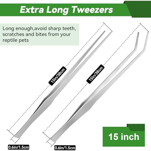 15" Long Tweezers for Aquarium 2 Pcs, Stainless Steel Feeding Tongs